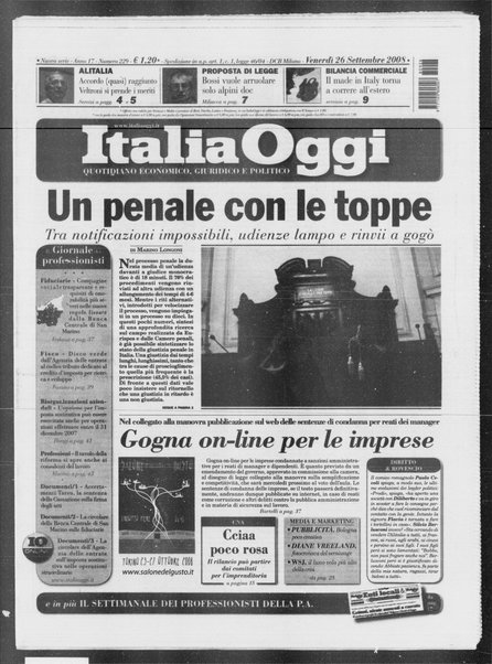 Italia oggi : quotidiano di economia finanza e politica